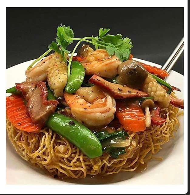 Prawns Pan Fried Noodles plated by Chef Rajpal Singh Ranghar