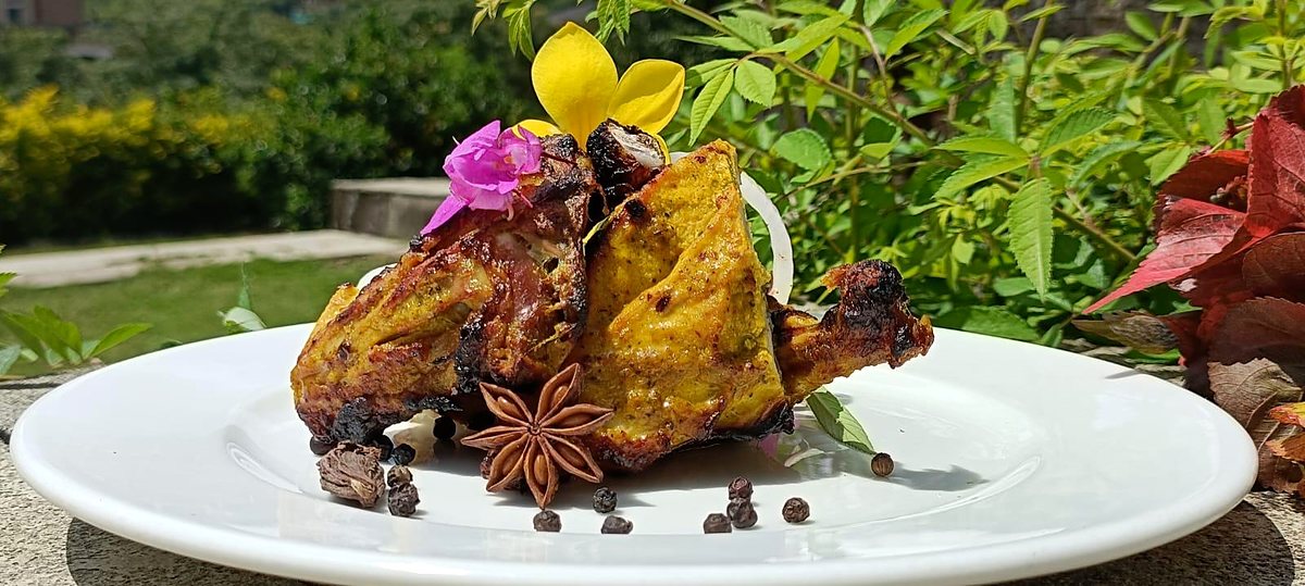 Saffron Tandoori Murg plated by Chef Rajpal Singh Ranghar